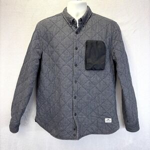 Penfield Harrison Flannel Quilted Shacket Shirt Jacket Mens Large Gray Button Up